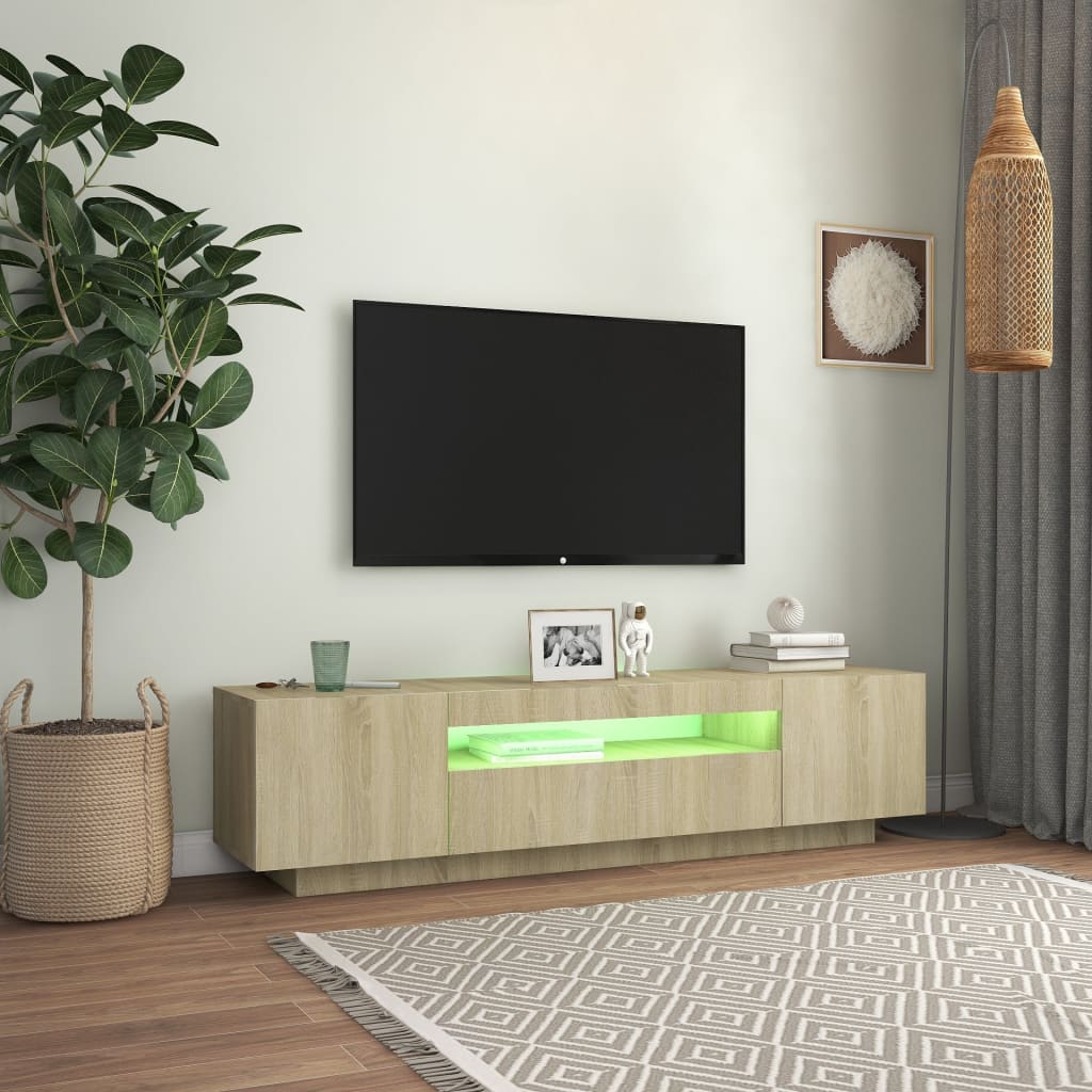 Sonoma-tölgy színű tv-szekrény led-lámpákkal 160 x 35 x 40 cm Sonoma-tölgy színű tv-szekrény led-lámpákkal 160 x 35 x 40 cm
