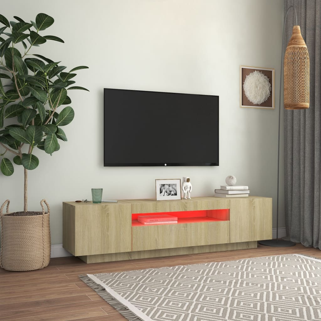 Sonoma-tölgy színű tv-szekrény led-lámpákkal 160 x 35 x 40 cm Sonoma-tölgy színű tv-szekrény led-lámpákkal 160 x 35 x 40 cm