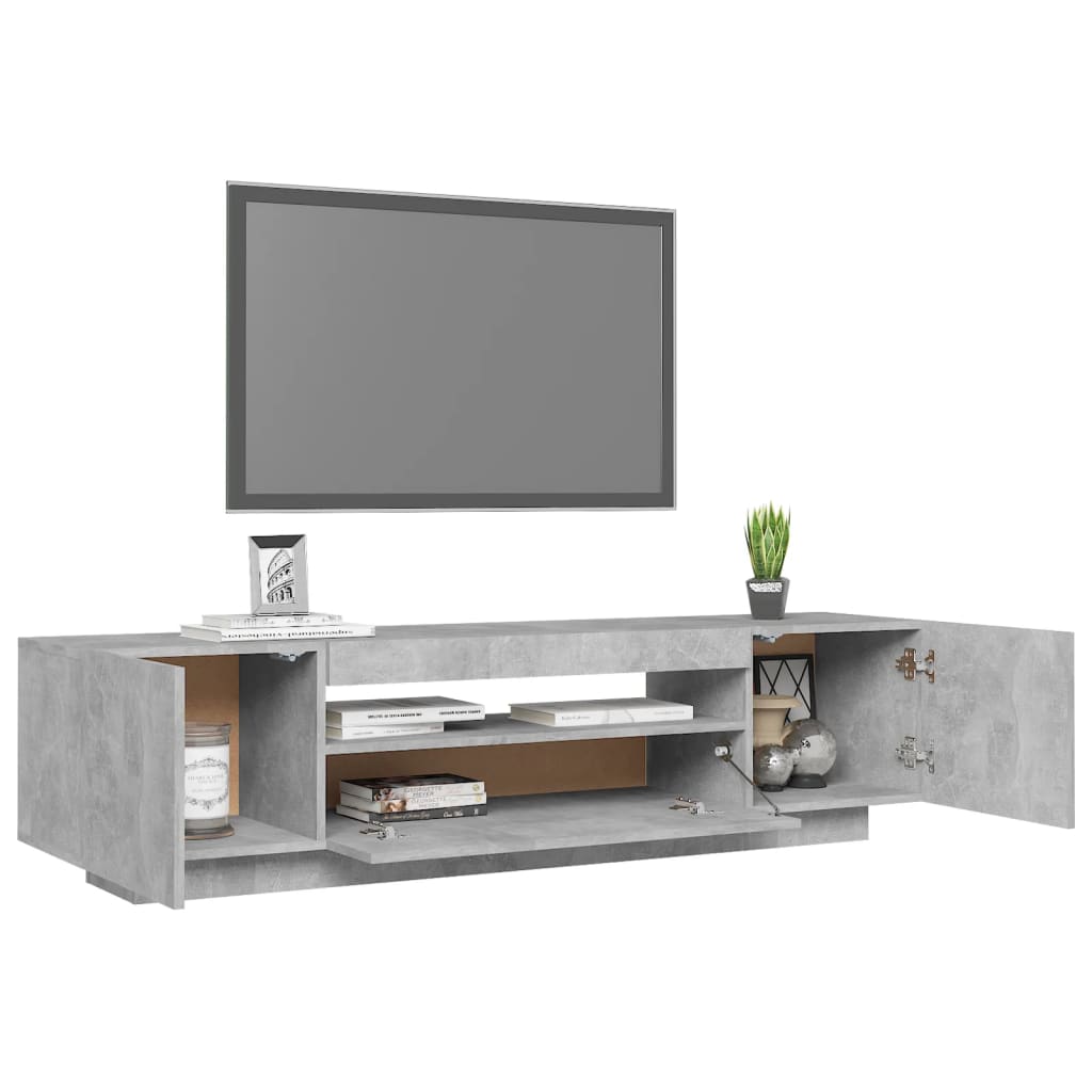 Betonszürke tv-szekrény led-lámpákkal 160 x 35 x 40 cm