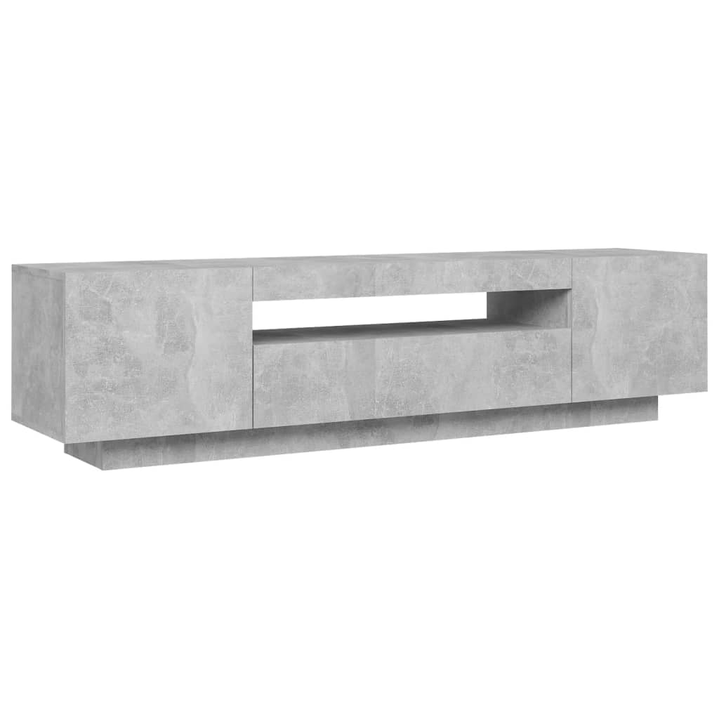 Betonszürke tv-szekrény led-lámpákkal 160 x 35 x 40 cm