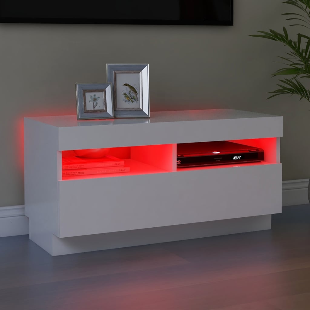 Fehér tv-szekrény led-lámpákkal 80 x 35 x 40 cm