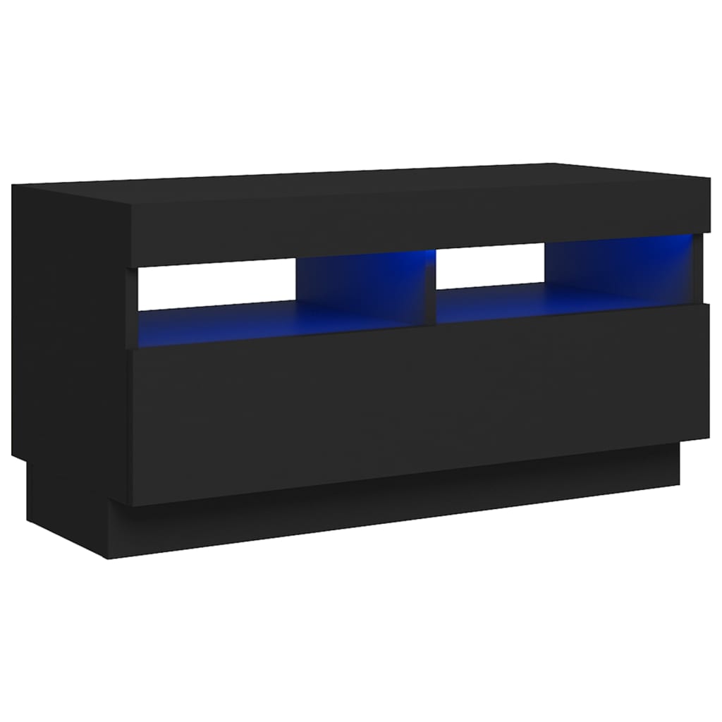 Fekete tv-szekrény led-lámpákkal 80 x 35 x 40 cm
