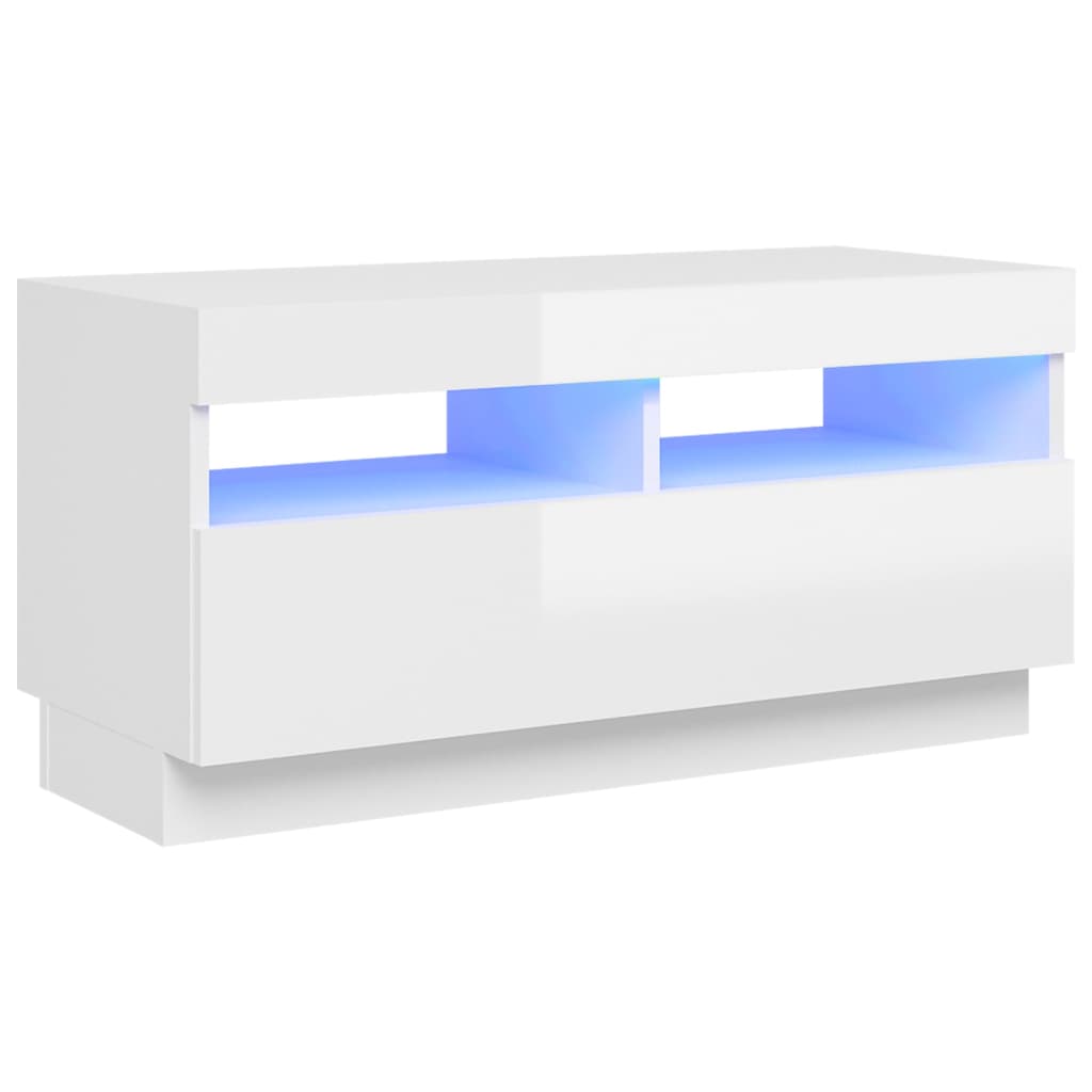 Magasfényű fehér tv-szekrény led-világítással 80 x 35 x 40 cm Magasfényű fehér tv-szekrény led-világítással 80 x 35 x 40 cm