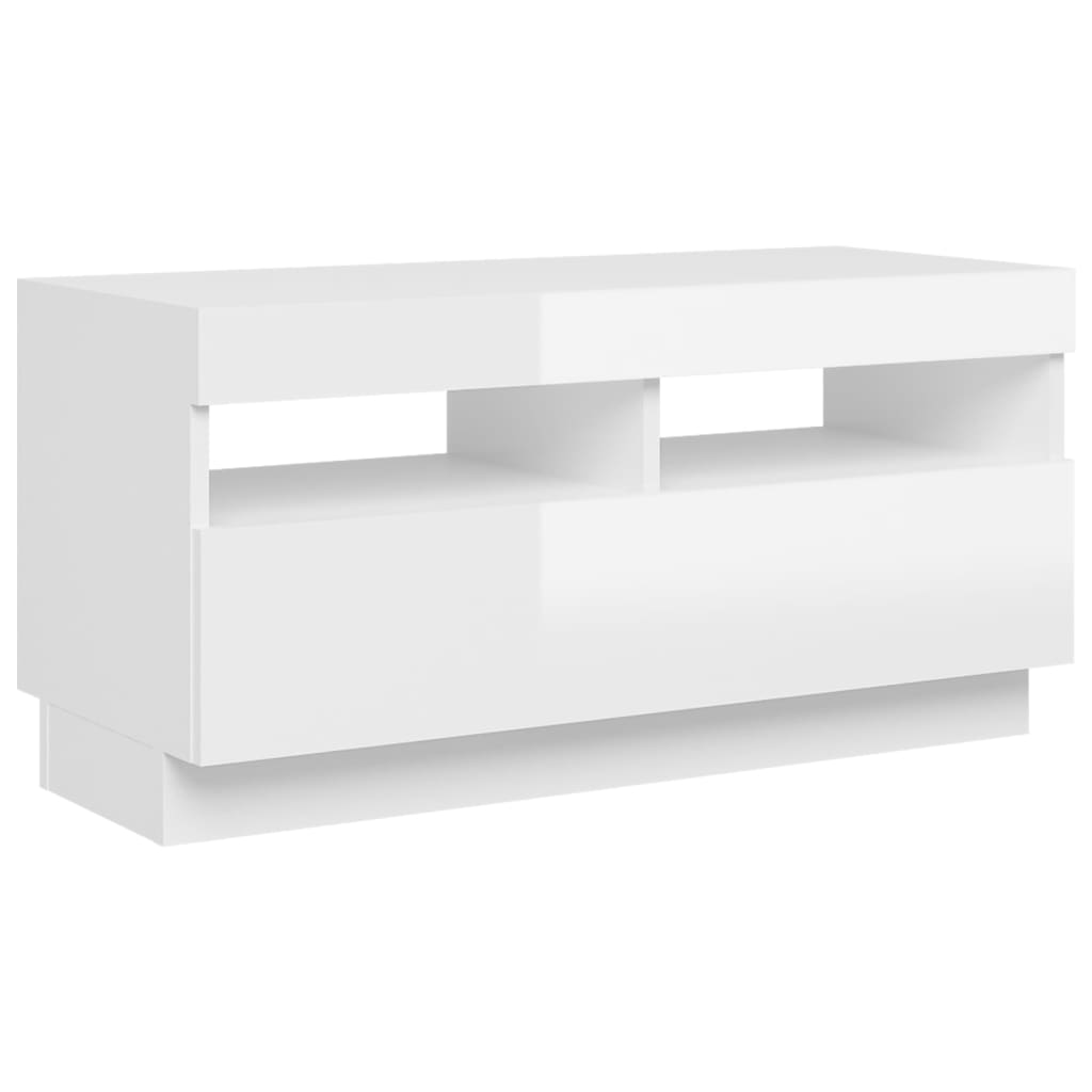 Magasfényű fehér tv-szekrény led-világítással 80 x 35 x 40 cm Magasfényű fehér tv-szekrény led-világítással 80 x 35 x 40 cm