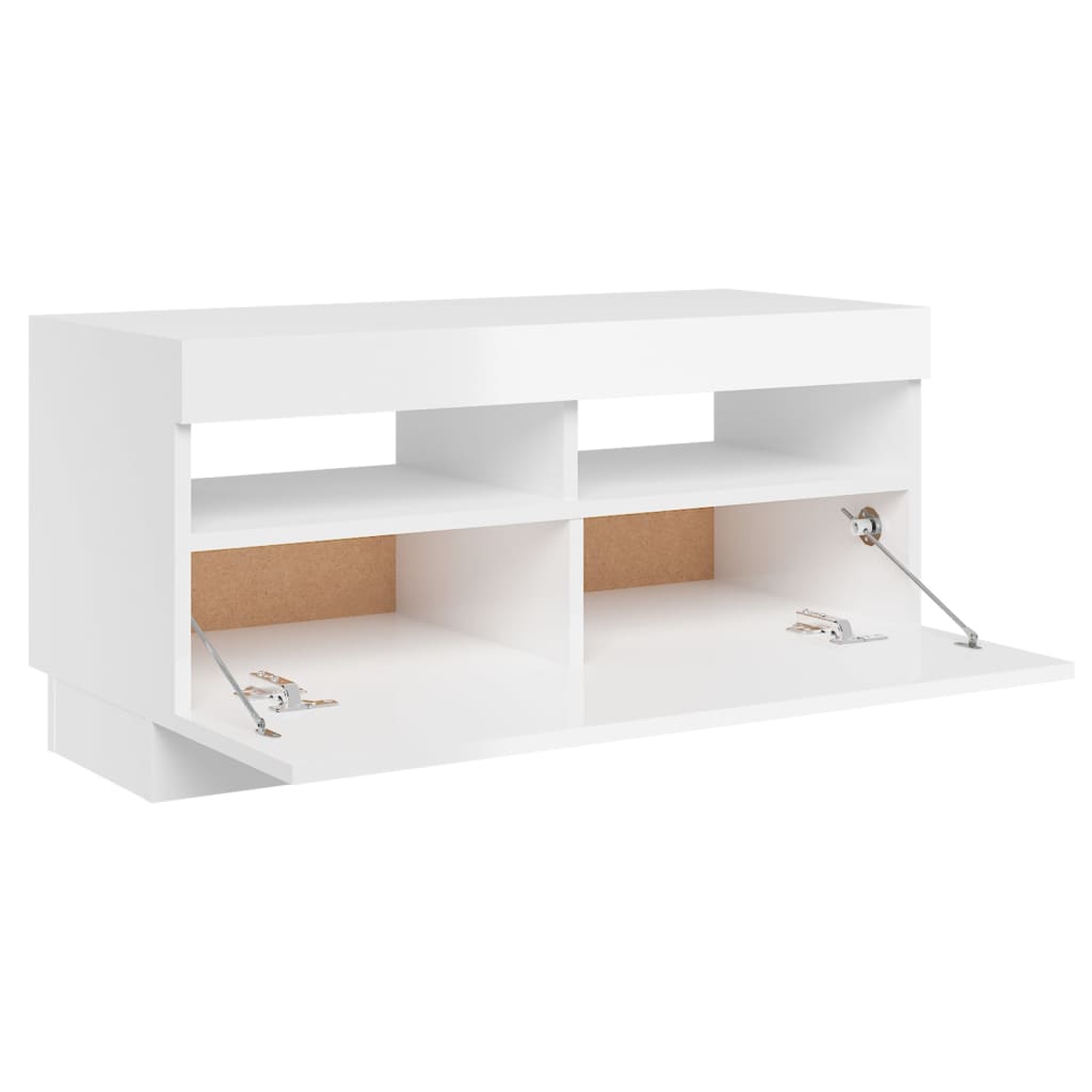 Magasfényű fehér tv-szekrény led-világítással 80 x 35 x 40 cm Magasfényű fehér tv-szekrény led-világítással 80 x 35 x 40 cm