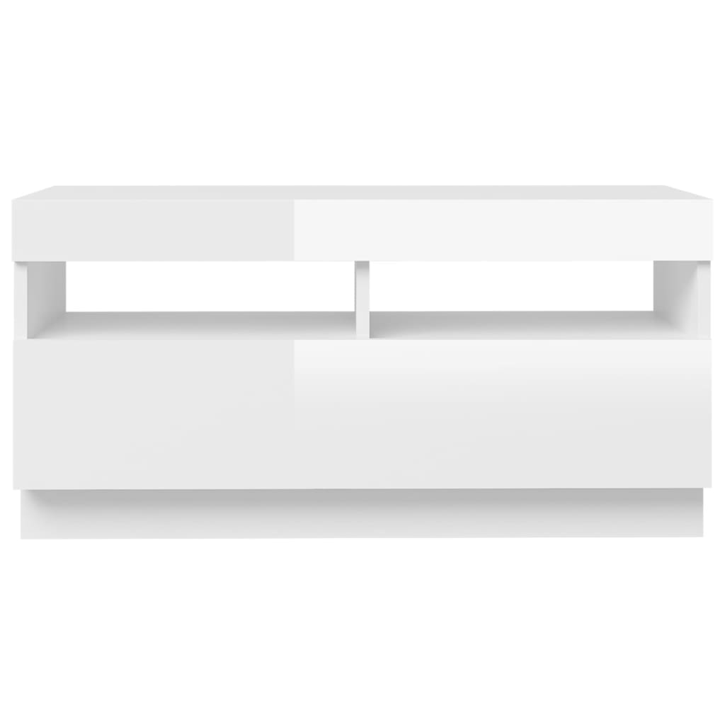 Magasfényű fehér tv-szekrény led-világítással 80 x 35 x 40 cm Magasfényű fehér tv-szekrény led-világítással 80 x 35 x 40 cm