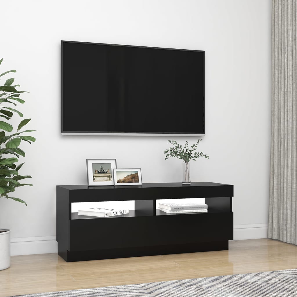 Fekete tv-szekrény led-világítással 100 x 35 x 40 cm Fekete tv-szekrény led-világítással 100 x 35 x 40 cm