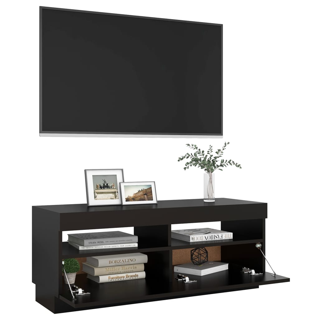 Fekete tv-szekrény led-világítással 100 x 35 x 40 cm Fekete tv-szekrény led-világítással 100 x 35 x 40 cm