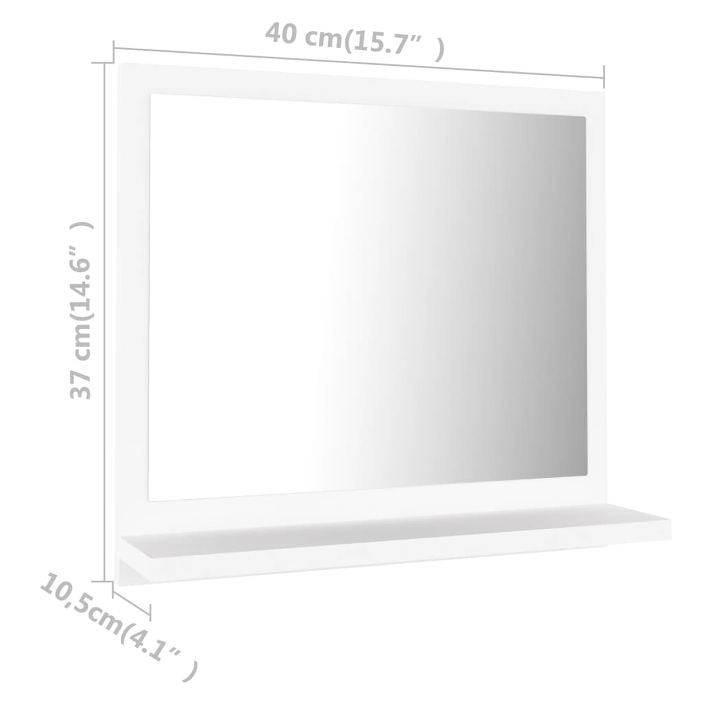 Fehér forgácslap fürdőszobai tükör 40 x 10,5 x 37 cm