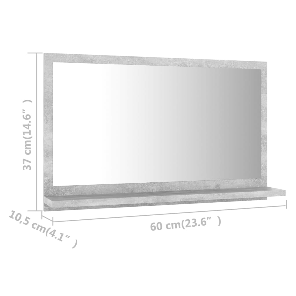 Betonszürke forgácslap fürdőszobai tükör 60 x 10,5 x 37 cm Betonszürke forgácslap fürdőszobai tükör 60 x 10,5 x 37 cm