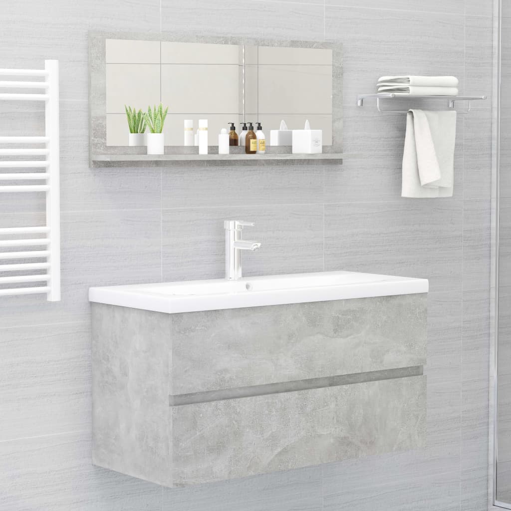 Betonszürke forgácslap fürdőszobai tükör 90 x 10,5 x 37 cm Betonszürke forgácslap fürdőszobai tükör 90 x 10,5 x 37 cm