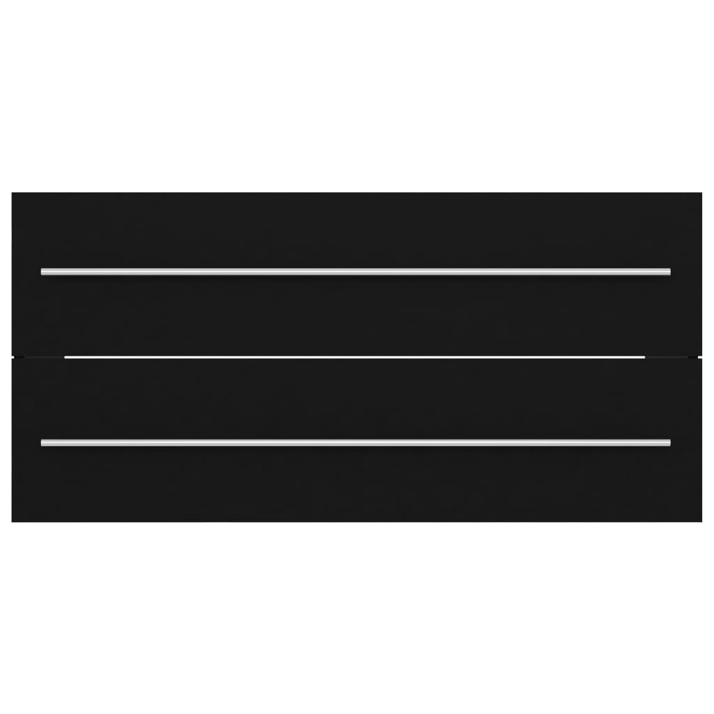 Fekete forgácslap mosdószekrény 100 x 38,5 x 48 cm