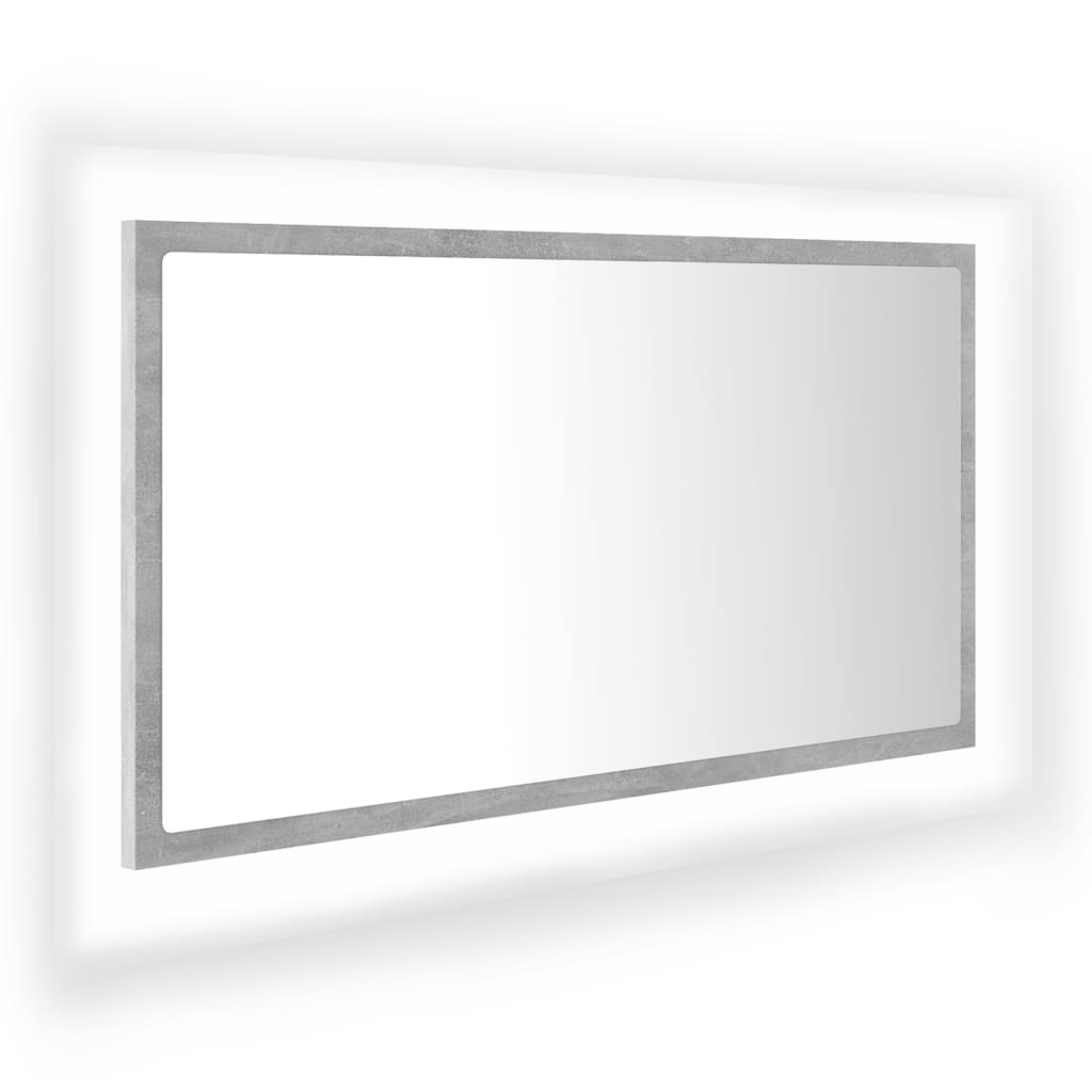 Betonszürke led-es forgácslap fürdőszobai tükör 80x8,5x37 cm