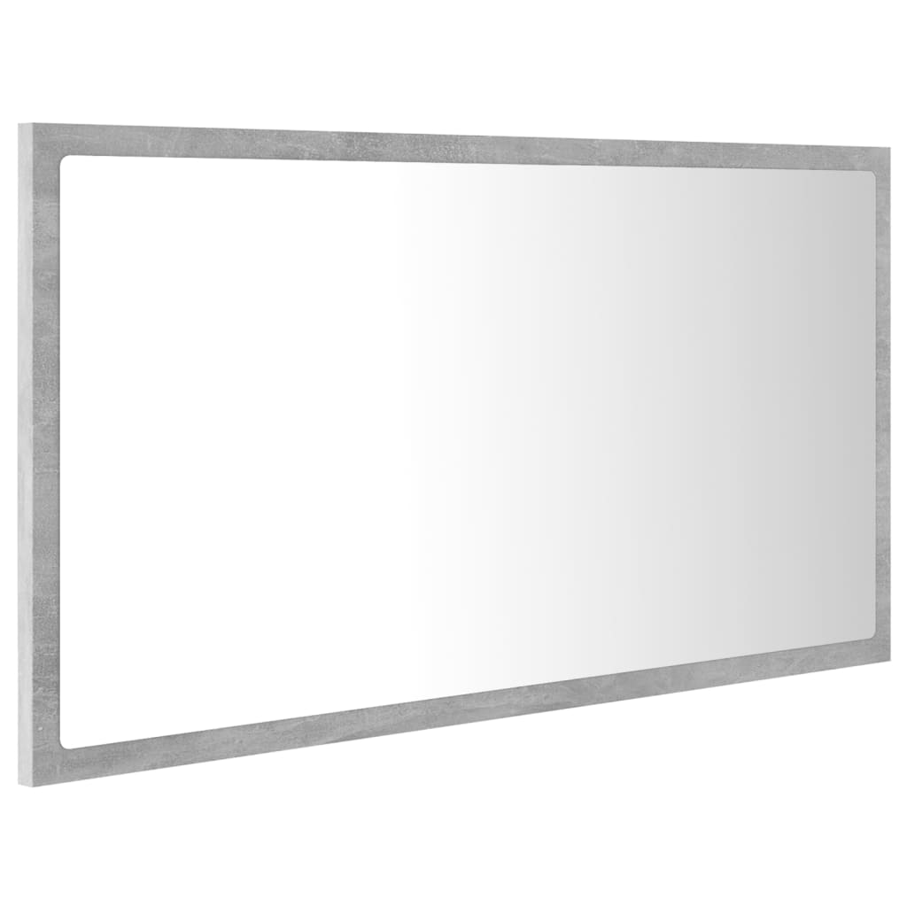 Betonszürke led-es forgácslap fürdőszobai tükör 80x8,5x37 cm