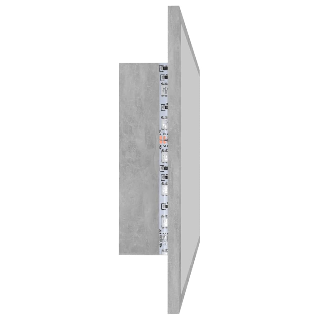 Betonszürke led-es forgácslap fürdőszobai tükör 80x8,5x37 cm