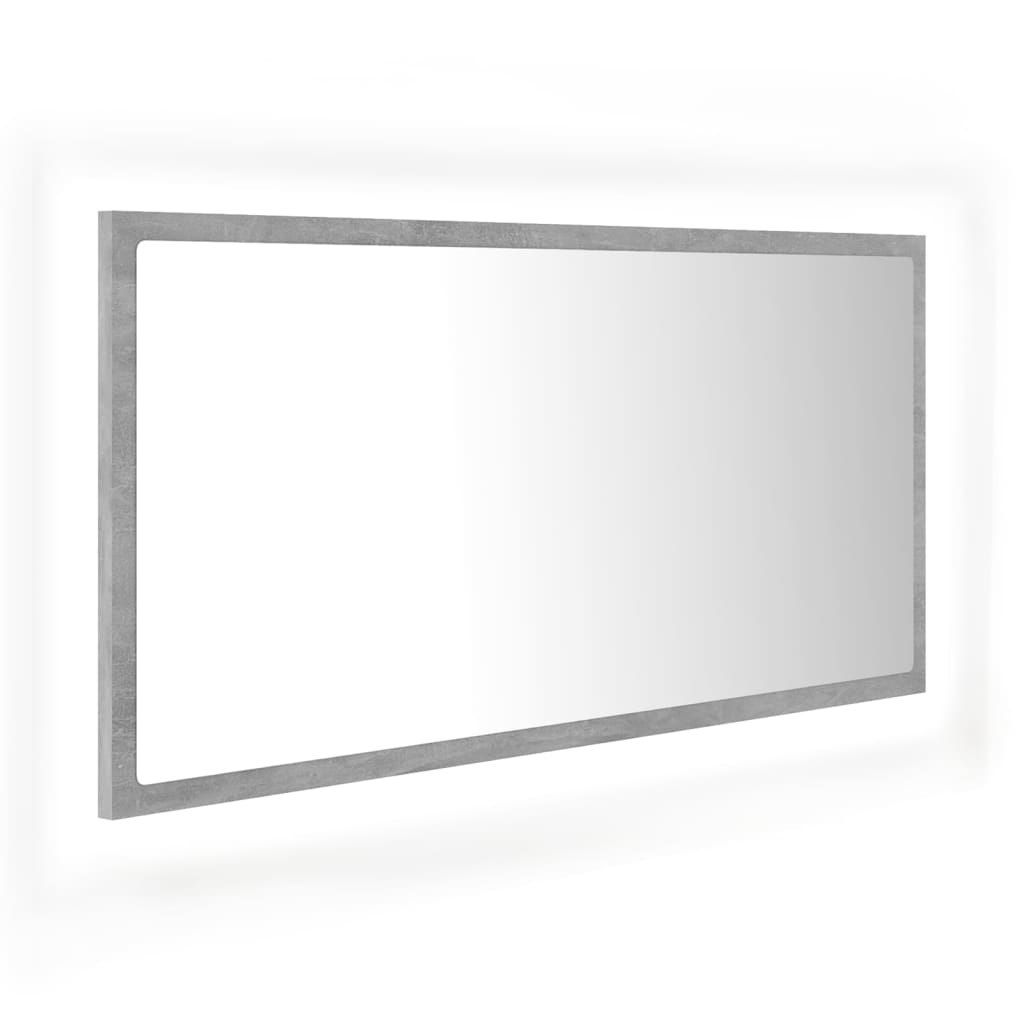 Betonszürke led-es forgácslap fürdőszobai tükör 90x8,5x37 cm
