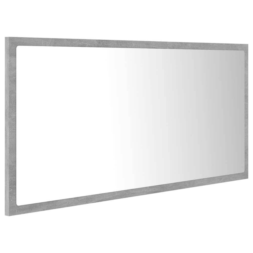 Betonszürke led-es forgácslap fürdőszobai tükör 90x8,5x37 cm