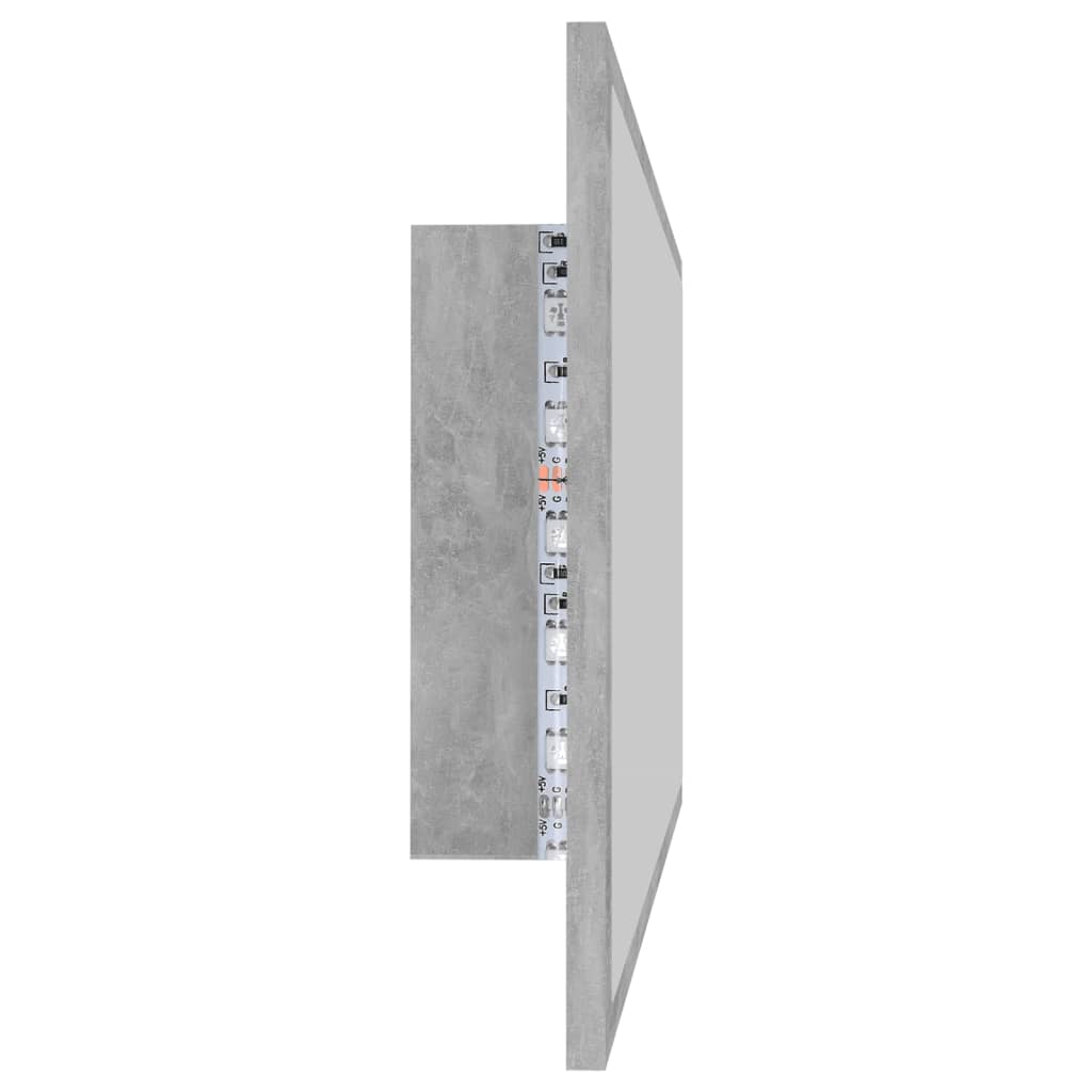 Betonszürke led-es forgácslap fürdőszobai tükör 90x8,5x37 cm