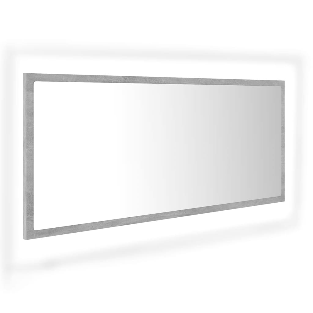 Betonszürke led-es forgácslap fürdőszobai tükör 100x8,5x37 cm