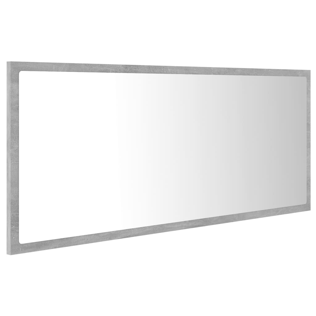 Betonszürke led-es forgácslap fürdőszobai tükör 100x8,5x37 cm