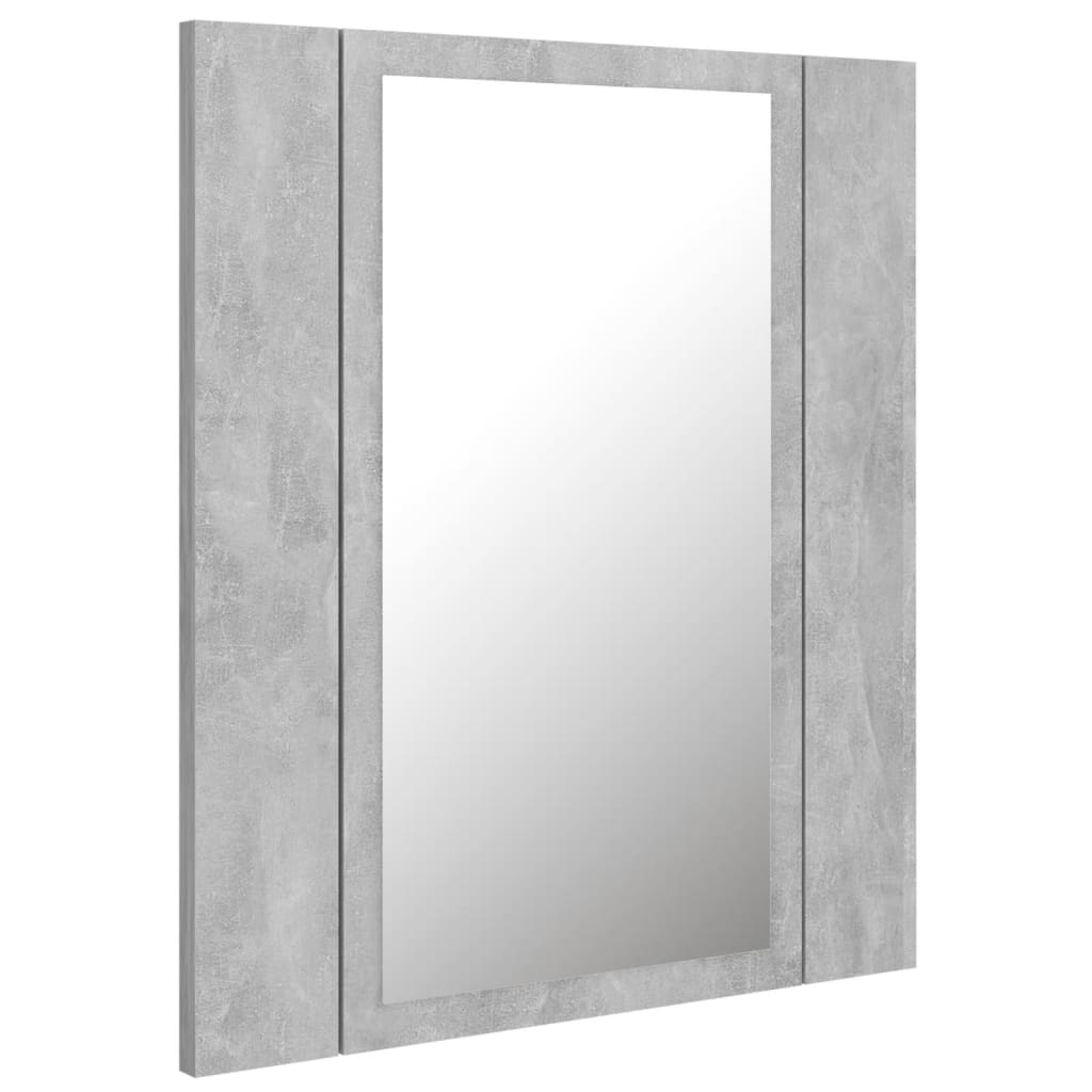 Betonszürke led-es tükrös fürdőszobaszekrény 40 x 12 x 45 cm