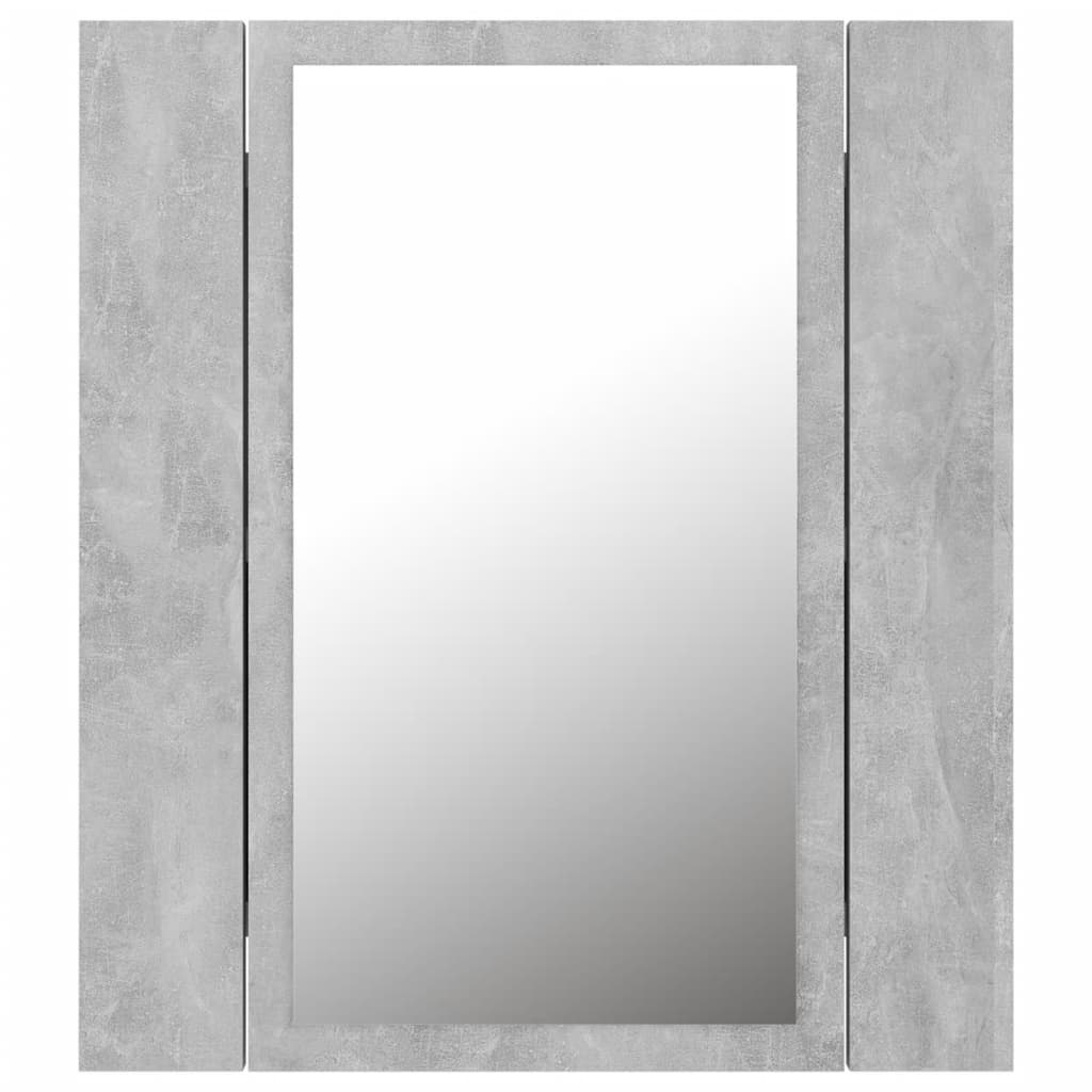 Betonszürke led-es tükrös fürdőszobaszekrény 40 x 12 x 45 cm