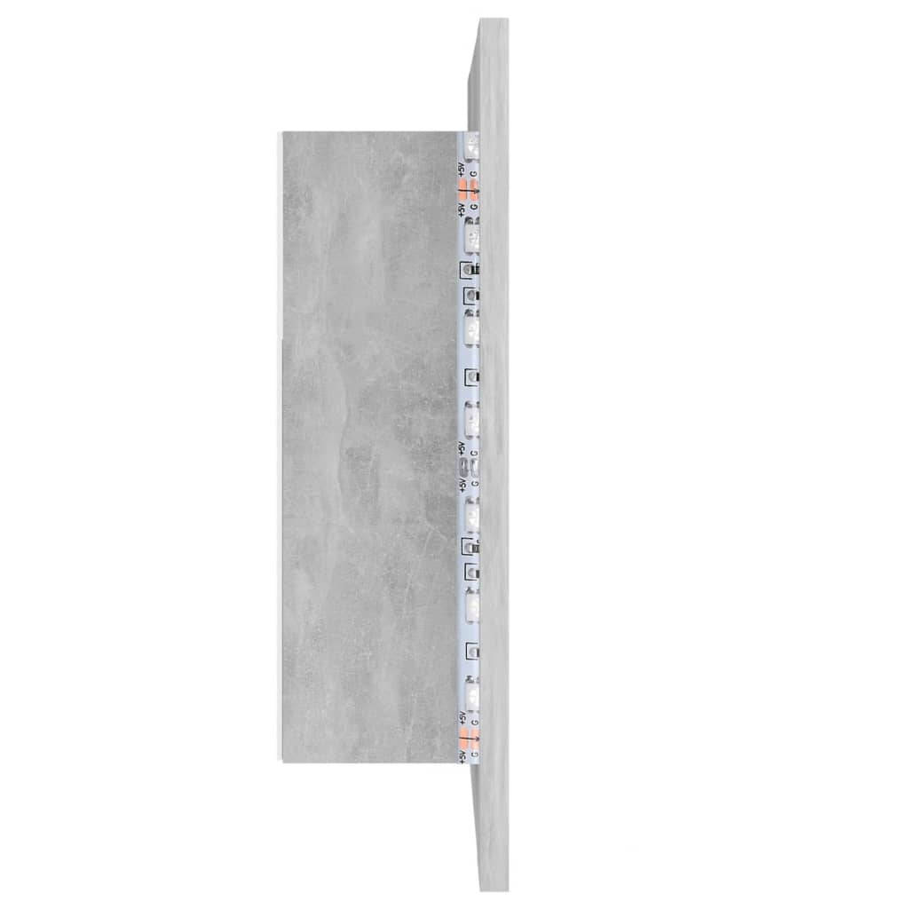 Betonszürke led-es tükrös fürdőszobaszekrény 40 x 12 x 45 cm