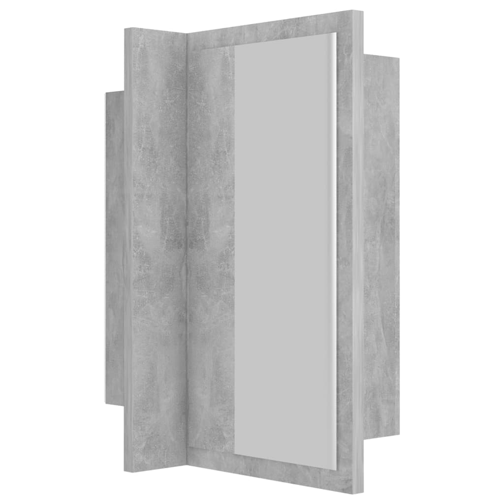 Betonszürke led-es tükrös fürdőszobaszekrény 40 x 12 x 45 cm