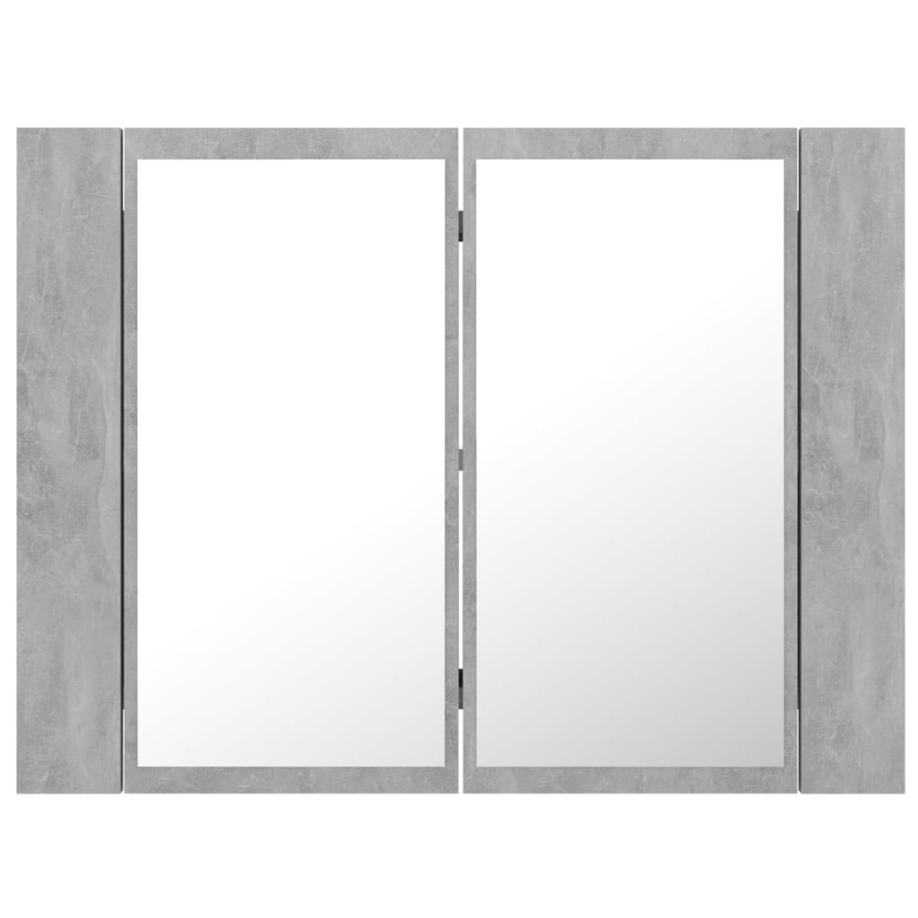 Betonszürke led-es tükrös fürdőszobaszekrény 60 x 12 x 45 cm