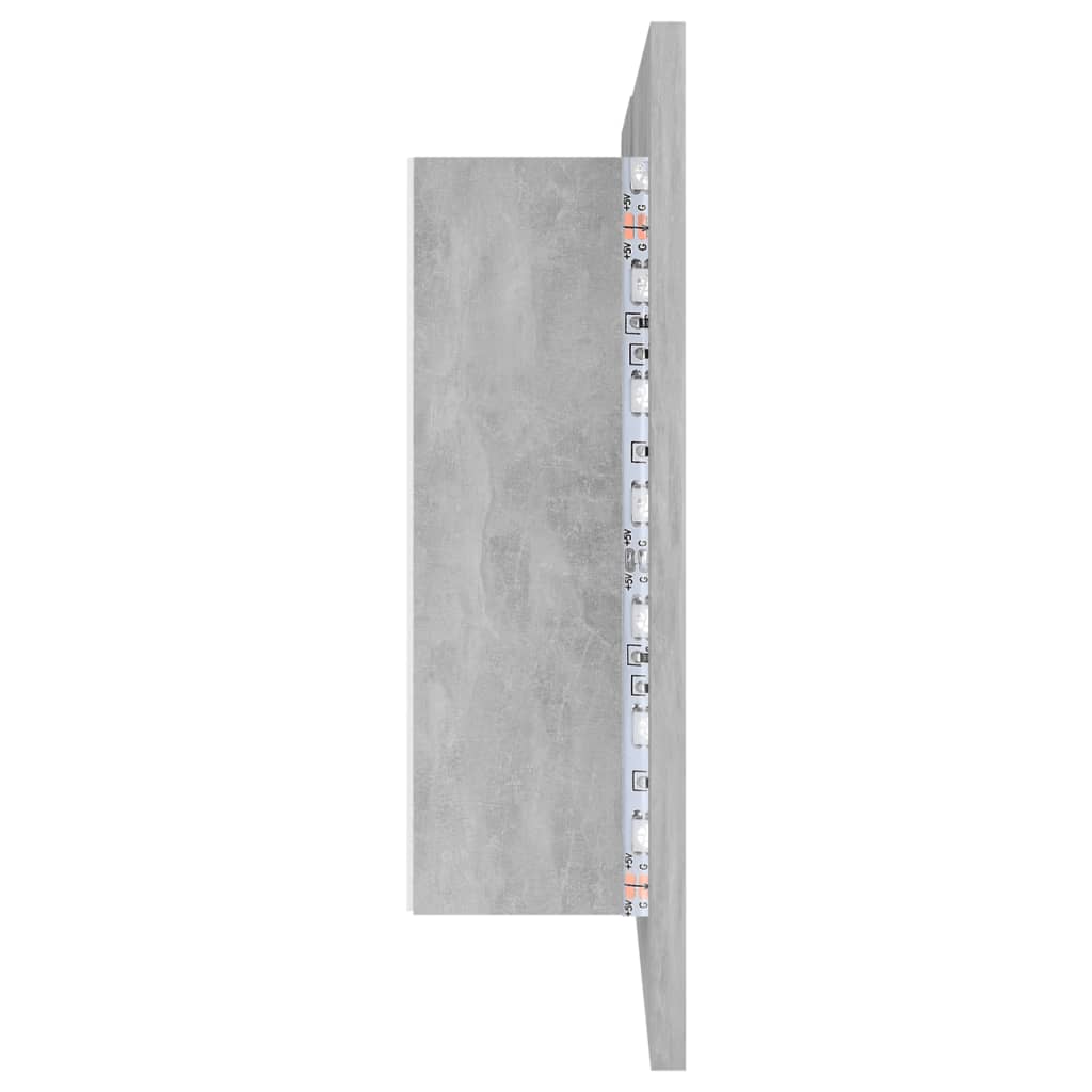Betonszürke led-es tükrös fürdőszobaszekrény 80 x 12 x 45 cm