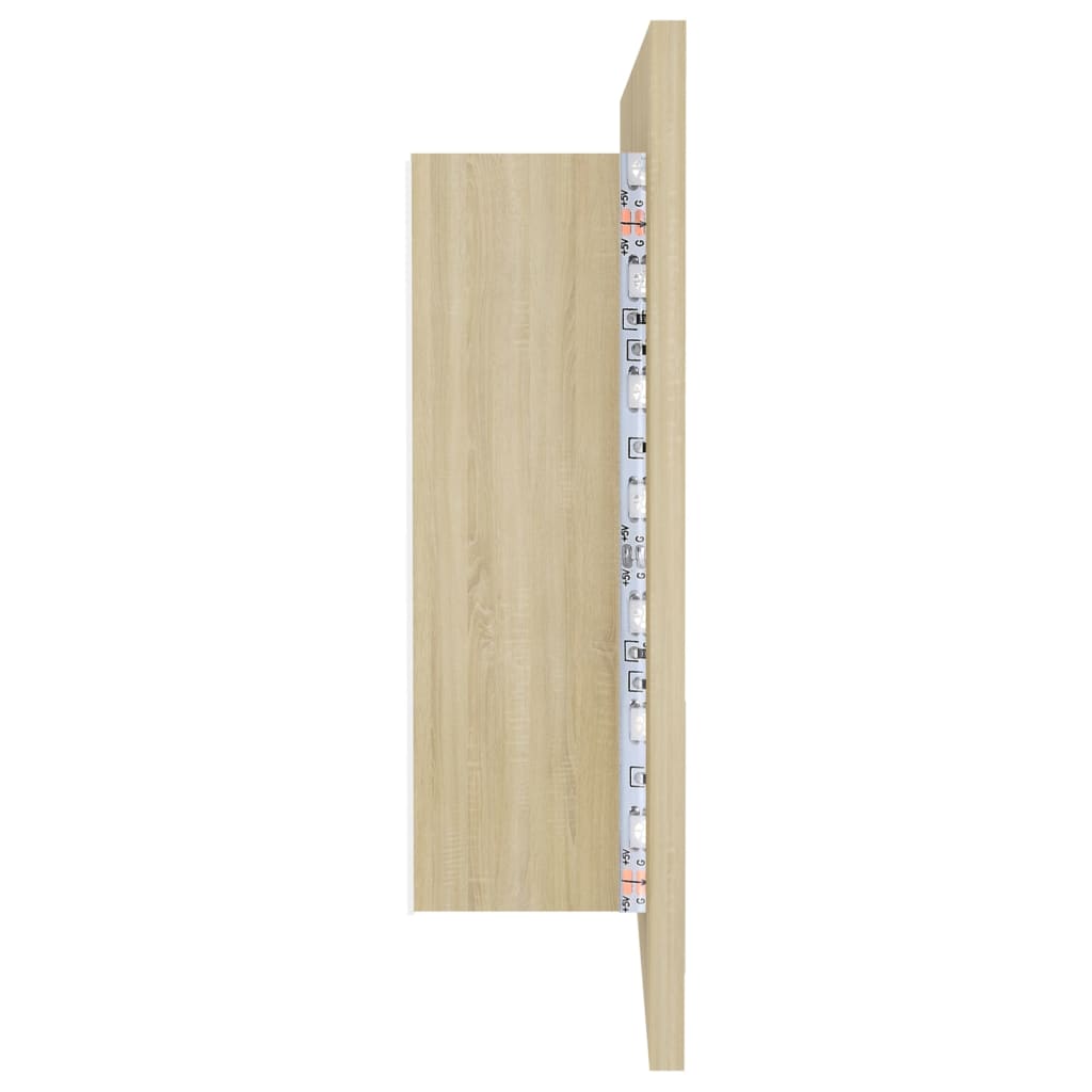 Tölgyszínű led-es tükrös fürdőszobaszekrény 90 x 12 x 45 cm