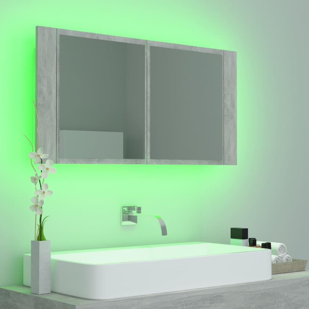 Betonszürke led-es tükrös fürdőszobaszekrény 90 x 12 x 45 cm Betonszürke led-es tükrös fürdőszobaszekrény 90 x 12 x 45 cm