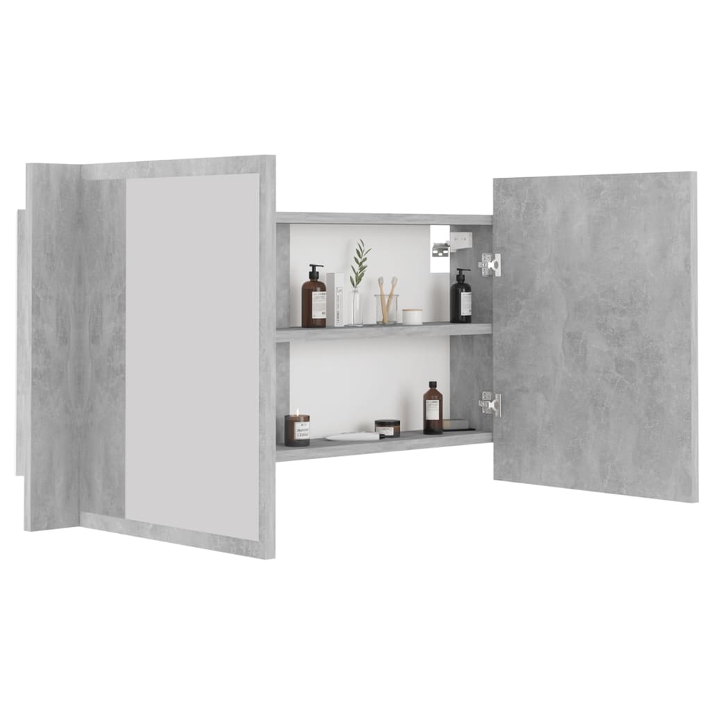 Betonszürke led-es tükrös fürdőszobaszekrény 90 x 12 x 45 cm Betonszürke led-es tükrös fürdőszobaszekrény 90 x 12 x 45 cm