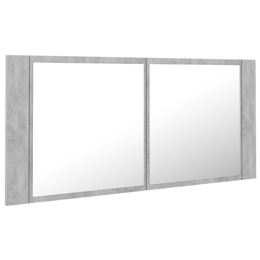 Betonszürke led-es tükrös fürdőszobaszekrény 100 x 12 x 45 cm