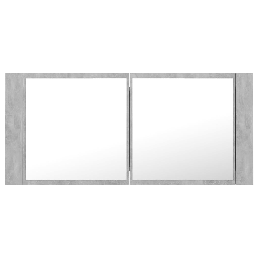 Betonszürke led-es tükrös fürdőszobaszekrény 100 x 12 x 45 cm
