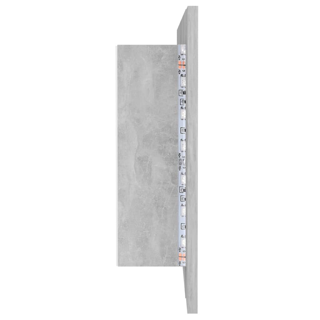 Betonszürke led-es tükrös fürdőszobaszekrény 100 x 12 x 45 cm