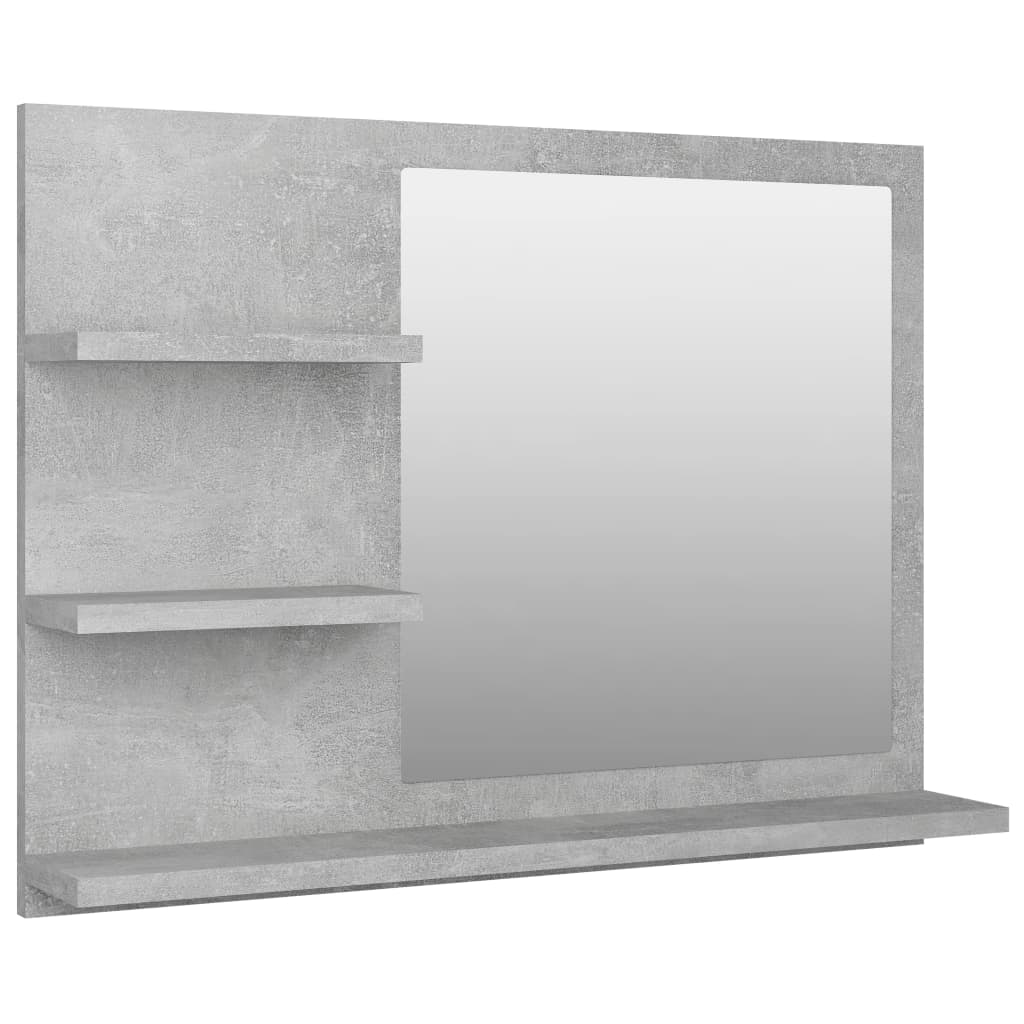 Betonszürke forgácslap fürdőszobai tükör 60 x 10,5 x 45 cm