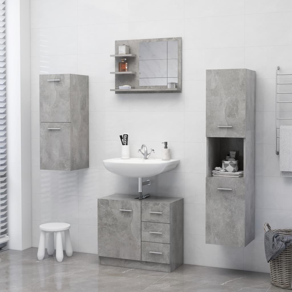 Betonszürke forgácslap fürdőszobai tükör 60 x 10,5 x 45 cm
