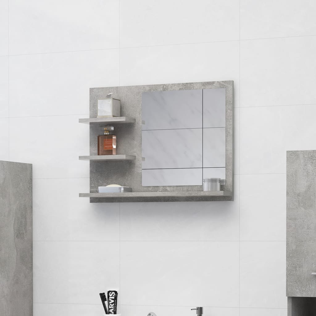 Betonszürke forgácslap fürdőszobai tükör 60 x 10,5 x 45 cm
