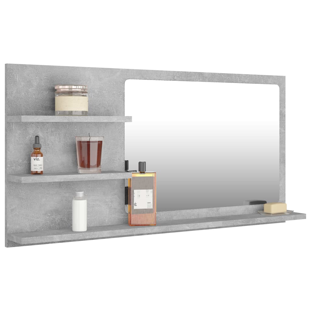 Betonszürke forgácslap fürdőszobai tükör 90 x 10,5 x 45 cm Betonszürke forgácslap fürdőszobai tükör 90 x 10,5 x 45 cm