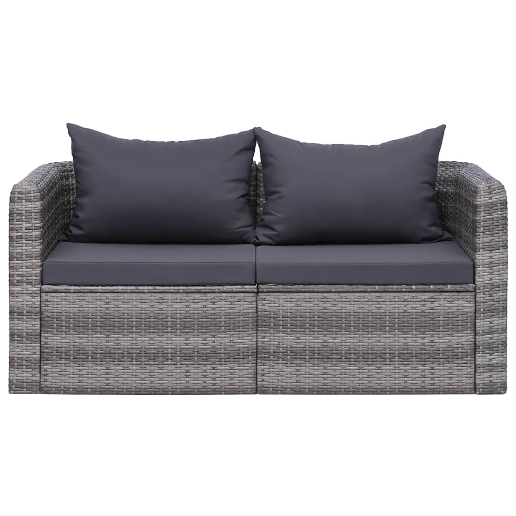 10 részes szürke polyrattan kerti bútorszett párnákkal
