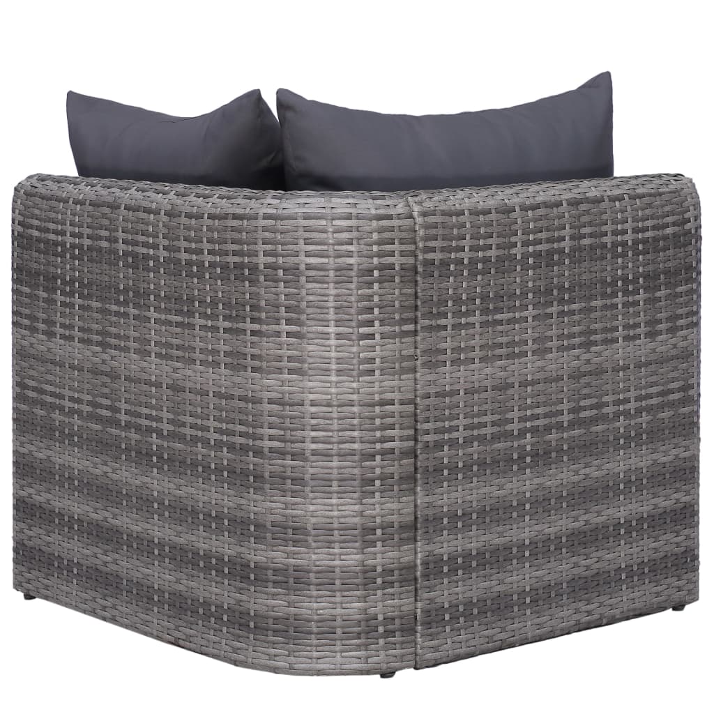10 részes szürke polyrattan kerti bútorszett párnákkal