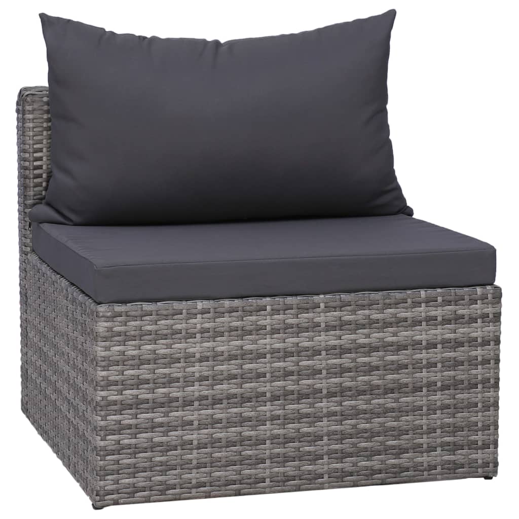 10 részes szürke polyrattan kerti bútorszett párnákkal