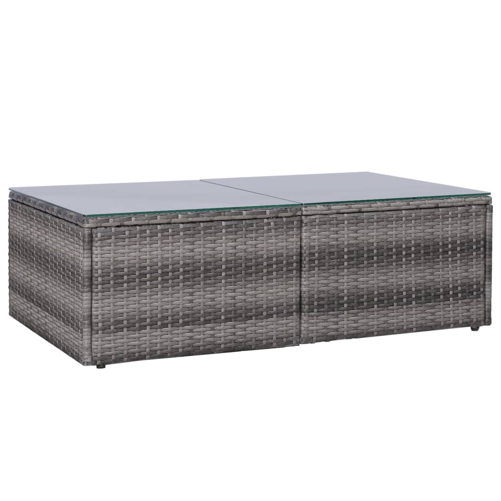 10 részes szürke polyrattan kerti bútorszett párnákkal