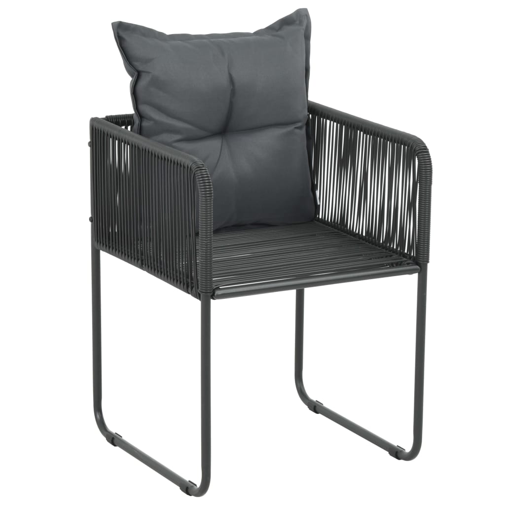 3 részes fekete pvc rattan kerti étkezőgarnitúra
