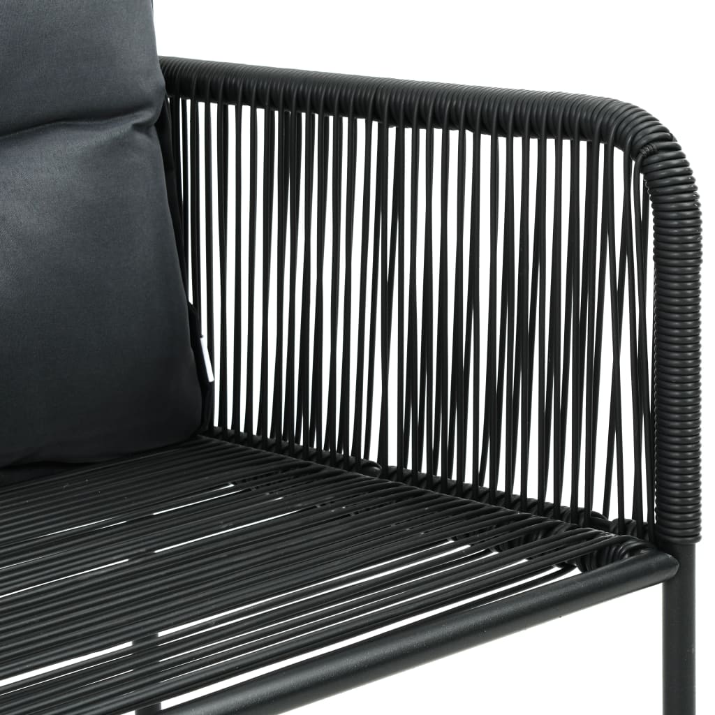 3 részes fekete pvc rattan kerti étkezőgarnitúra