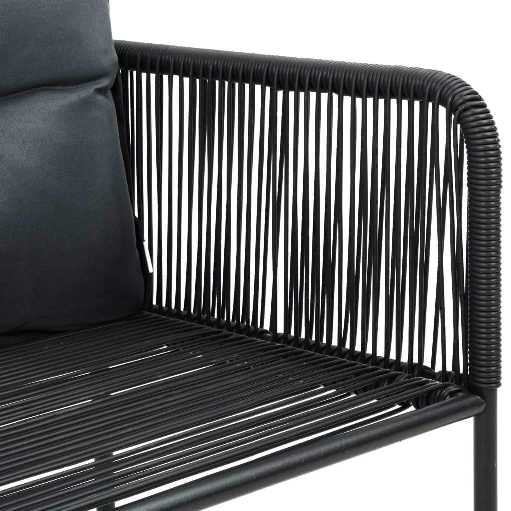 3 részes fekete pvc rattan kerti étkezőgarnitúra