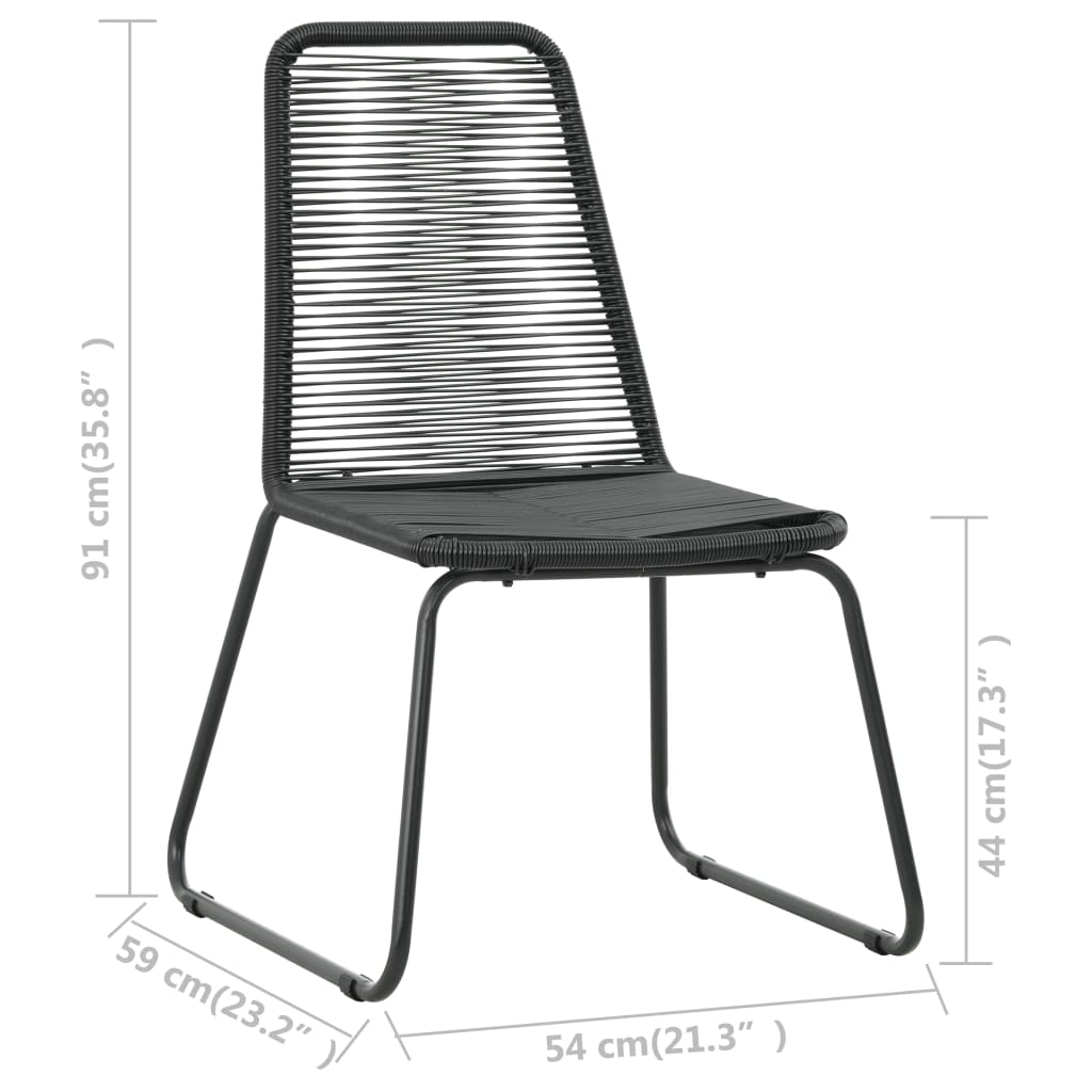 3 részes fekete pvc rattan kerti étkezőgarnitúra