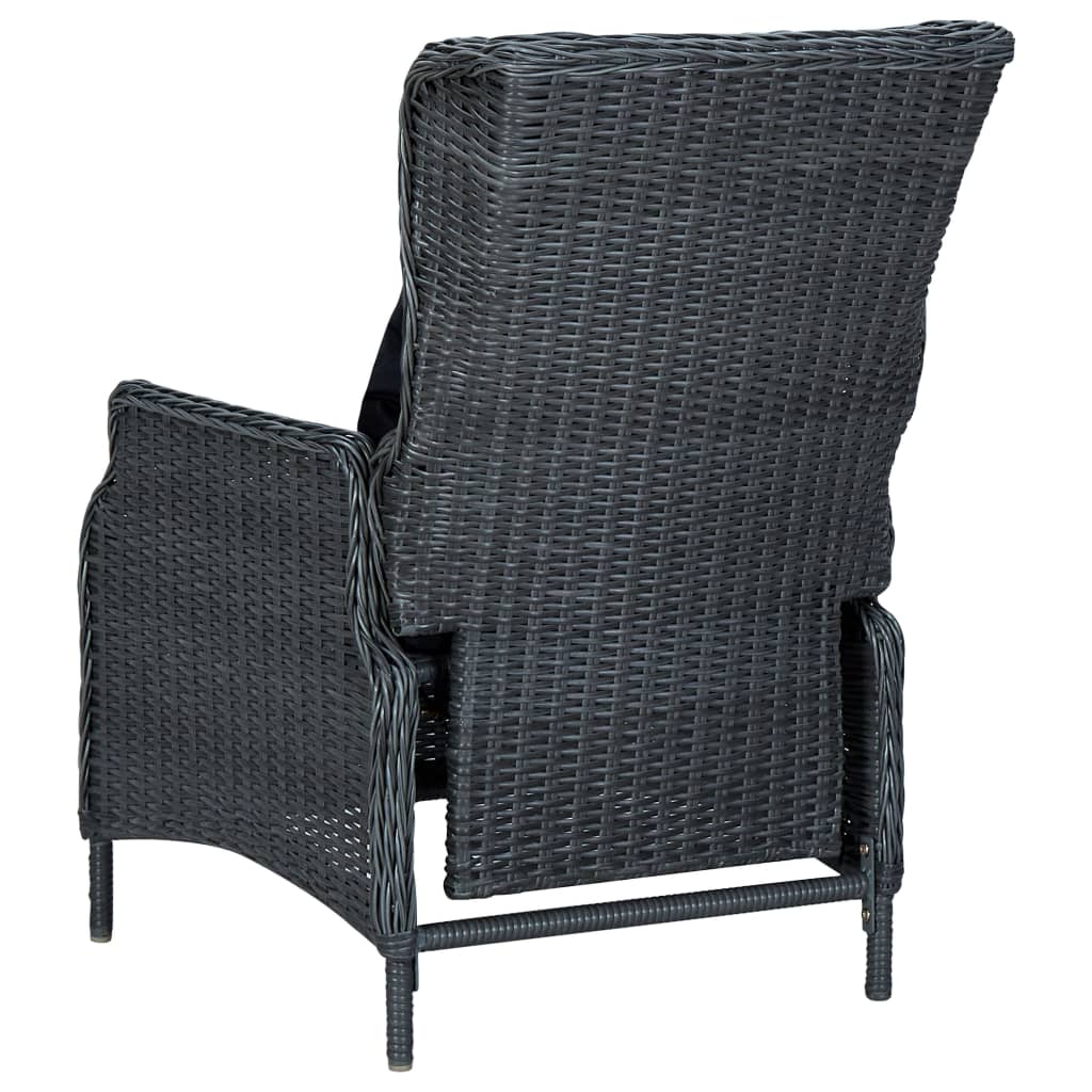 3 részes sötétszürke polyrattan kerti ülőgarnitúra párnákkal
