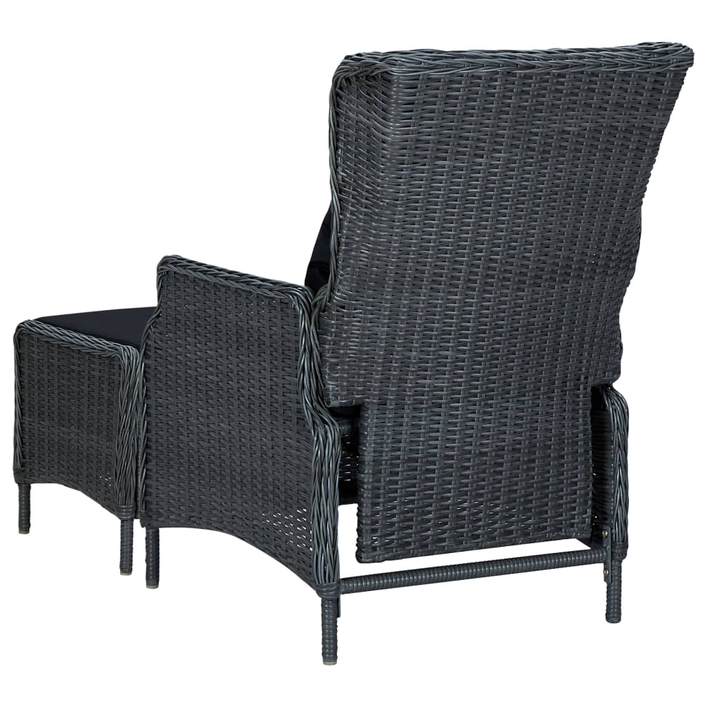 3 részes sötétszürke polyrattan kerti ülőgarnitúra párnákkal